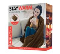 STAYWARM Heated Throw - Electric Comfort Blanket - Digital Controller - Timer up to 12 hours, 9 Heat Settings, Auto Shut off - Economical - Machine Washable - 180 x 130cm - Brown - F2851BR One Size