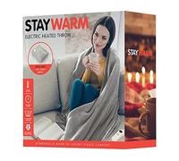 STAYWARM Heated Throw - Electric Comfort Blanket - Digital Controller - Timer up to 12 hours, 9 Heat Settings, Auto Shut off - Economical - Machine Washable - 180 x 130cm - Grey - F2851GR One Size