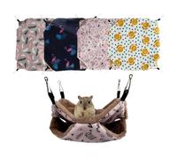 STAZA 4 Pack Sugar Glider Hammock Pouch, Double Layer Hanging Bed for Sugar Gliders and Squirrels, Soft Plush Cage Hammock with Metal Hooks, Two Sizes(34 * 34)