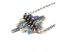 STAZA Halloween Vintage Five Kyanite Raw Crystal Necklace - Natural Blue Blade Stone Gothic Witchy Jewelry for Women