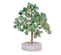 STAZA Handcrafted Crystal Tree - Natural Gemstone Decoration Tree on Rose Quartz Base,Feng Shui Energy Ornament (Rose Quartz)(Green Strawberry)