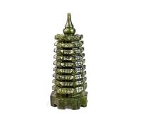 STAZA Handcrafted Xiu Jade Pagoda Sculpture - Natural Green Jade Tower, Decorative Crystal for Home Decor, Spiritual Symbol, Definition Gift