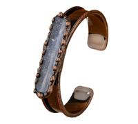 STAZA Natural Blue Kyanite Adjustable Cuff Bracelet - Raw Crystal Healing Bangle for Women, Boho Spiritual Jewelry