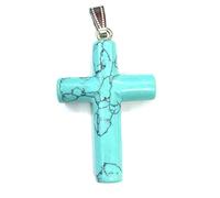 STAZA Natural Stone Pendants cross shape Agate Crystal Chakra semi-Precious Gemstone Charms for Jewelry Making random 4 Pcs(Blue turquoise)