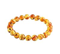 STAZA Premium Natural Crystal Bead Bracelet Elegant Healing Gemstone Jewelry (Lithops 10-11mm)(Flower Amber 9-10mm)