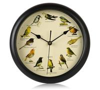 StaZamor 10 Inch Round Decorative Bird Clock That Sings on Hour, Hanging Bird Sound Wall Clock for Home Office Kitchen Decor, Unique Idea