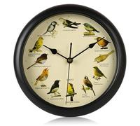 StaZamor 10 Inch Round Decorative Bird Clock That Sings on Hour, Wall Hanging Bird Sound Clock for Home Office Kitchen Decor, Nature Inspired