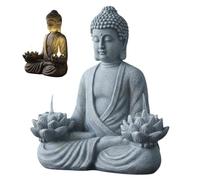 StaZamor Buddha Statue Outdoor Solar Resin Small Buddha Statue with Lotus Light for Garden Yard Patio Lawn Indoor Outdoor Spiritual Home Decor
