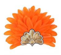 StaZamor Carnival Headpiece, Bohemian Indian Showgirl Headdress, White | Bohemian-Indian vibe, fluffy white goose feathers, secure fit, for parties & photos