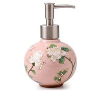 StaZamor Decorative Floral Ceramic Soap Dispenser for Bathroom & Kitchen, Refillable Pump Bottle for Hand Soap, Lotion, Dish, Vintage Home Decor, Style-3