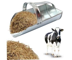 StaZamor Heavy Duty Thickened Metal Feed Scoop with Ergonomic Handle, Multifunctional Grain Scoop for Livestock, Horse, Poultry Feeding Supplies, Reusable