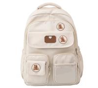 StaZamor Large Capacity Kawaii Cartoon Backpack, Oxford Cloth School Bag with Multiple Pockets, Cute Ita Backpack for Teens Girls, White