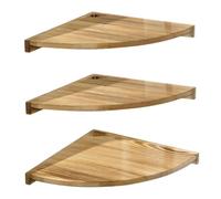 StaZamor Set of 3 Natural Pine Wood Corner Floating Shelves Wall Mounted, 11x11 Inch Rustic Storage Shelves For Kitchen, Bedroom, Living Room
