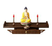 StaZamor Thickened Wooden Wall Altar with Drawer, 15x10 Inch Prayer Table Altar Shelf for Statues, Candles, Worship Offerings, Wall Mounted Sacred Space