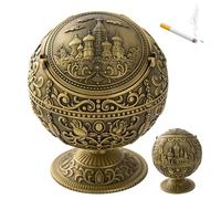 StaZamor Vintage Ashtray Decorative Globe Ashtray Bronze Alloy Ash Tray for Home Office Desktop Decor and Storage Organizer