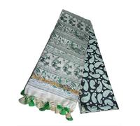 STB-SILK TEXTILES BHAGALPUR Women's Madhubani Print Semi Tussar Soft Silk Saree With Atteched Blouse Piece_Free Size, Black Green, One size