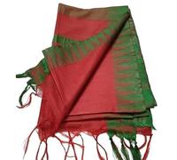 STB-SILK TEXTILES BHAGALPUR Women's Semi Tussar Silk Temple Border Saree With Stripe Blouse Attached, Color & Variations., Green Red, Standard