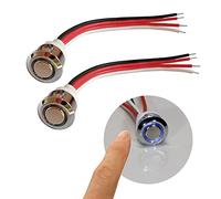 STBTECH 12V LED Touch Dimmer Switch,5-24V DC Touch Light Switch Sensor Stepless Dimming for LED Strip, Has Blue Ready Light, Suitable for 17mm Mounting Hole (Silicone Wire, 2Pack)
