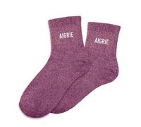 Colourful Glitter Socks Novelty Word "Mourning", Purple, UK 3-8