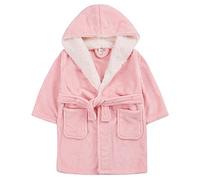 STC Stores Childrens/Girls Plush Plain Pastel Robe with Borg Fleece Trim - 2-13 Years (Soft Coral, 11-12 Years)