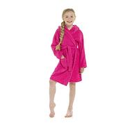 STC Stores Childrens Plain 100% Cotton Hooded Terry Towelling Bath Robe/Dressing Gown (Hot Pink, 7-8 Years)
