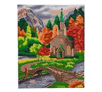 STC Stores / Craft Buddy 40cm x 50cm Framed Canvas Crystal Art Gem Kit (Church by The River - Full Crystal - AW 2021), (CAK-A)