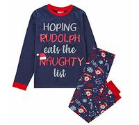 STC Stores Family Matching Adult Kids Christmas 'Naughty List' Pyjama Set Xmas PJ Nightwear (7-13 Years - 'Hoping Rudolph eats The Naughty List', 13 Years)