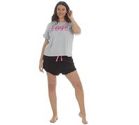 STC Stores Ladies Curve Collection Plus Size Summer Shorts Pyjama / Lounge Set ('Love Yourself', XL)