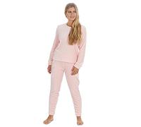 STC Stores Ladies Shimmer Effect Warm Flannel Fleece Pyjama Set - UK 8-22 (Pink, Large)