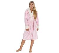 STC Stores Ladies Shimmer Fleece Dressing Gown with Borg Fleece Trim (Pink, XL)