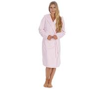 STC Stores Ladies Warm Winter Hooded Fleece Dressing Gown/Robe - Plain Black Grey Pink Cream (Pink, Large)