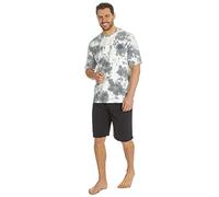 STC Stores Mens Pyjamas Set - Short Sleeve T-Shirt Top & Shorts - Summer Loungewear Sets (Grey Tie Dye Top, S)