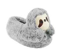 STC Stores Womens Ladies Soft Comfy Novelty 3D Slippers ~ Animal Character House Slipper (Grey Sloth, M, medium)