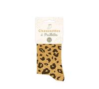 STC Women's Yellow Leopard Print One Size Sequin Socks, 1 Pair