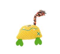 STCCNB Corduroy Plush Dog Chew Toy, Durable Squeaky Puppy Toy, Boredom Relief Self Play Molar Teething Toy for Small Medium Dogs，Monster Yellow