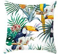 Stceaol Cushion Cover Set of 2 for Sofa Car Bedroom Home Decor Modern with Hidden Zip Linen Square Cushion Cover Plants, Flowers and Birds, A3443, 50 x 50 cm