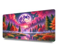 Stceaol XXL Mouse Mat - Mouse Pad 1000x500x3mm - Non-Slip Rubber Base - For Mouse and Keyboard - Desk Pad XXXL Extended - Mice Mat Pad For Precision and Speed - Purple moon over forest