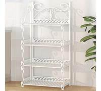 STCERY Narrow Storage Cabinet Organizer, 3/4/5 Tier Metal Book Shelf, Portable Home Office Bookcase Shelf No Assembly Folding, for Bedroom, Living Room and Home Office(White,88cm/34.6in)