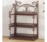 STCERY Narrow Storage Cabinet Organizer, 3/4/5 Tier Metal Book Shelf, Portable Home Office Bookcase Shelf No Assembly Folding, for Bedroom, Living Room and Home Office(Brown,65cm/25.6in)