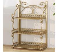 STCERY Narrow Storage Cabinet Organizer, 3/4/5 Tier Metal Book Shelf, Portable Home Office Bookcase Shelf No Assembly Folding, for Bedroom, Living Room and Home Office(Gold,65cm/25.6in)