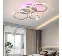 STCH LED Ceiling Lights 60W, Chandelier Bedroom Lights Ceiling 4 Rings with Remote, Light Fittings Ceilings, Dimmable 3000-6500K Ceiling Lamps,Chandeliers for Living Room Kitchen Office Home