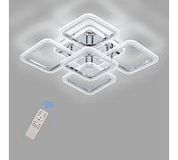 STCH Modern Ceiling Light,23.6” Dimmable LED Flush Mount Lighting Fixture,5 Squares Close to Ceiling Light LED Chandeliers for Bedroom Living Room Dining Room Kitchen Office(100W/3000-6500K) (AMZ002)