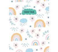 Stcker Book: Blank Sticker Book Flowers Rainbow for Girl 8.5x11 100 pages