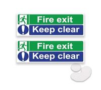 Stcky 2x Fire Exit Keep Clear Sign Rigid Plastic - 300mm x 150mm Durable, UV Resistant & Weather Proof Keep Clear Sign - BS5499 Compliant