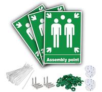 Stcky 3 x Fire Assembly Point Signs | 30x20cm PVC | Waterproof Print | Includes All Mounting Accessories Suitable For Indoors And Outdoors