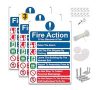 Stcky Fire Action Notice Sign (Pack of 3) - 20 x 30 cm Premium PVC Fire Signs | Fire Signage- Durable, UV resistant & Waterproof Health and Safety signs
