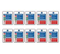 Stcky Fire Action Notice Vinyl Sign - 15 x 20 cm Ideal Sized Fire Safety Signs [Pack of 10]