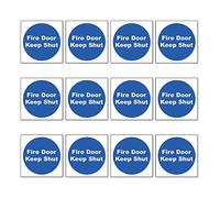 Stcky Fire Door Safety Vinyl Signs [Pack of 12] - Fire Door Keep Shut Sign (100mm x 100mm)