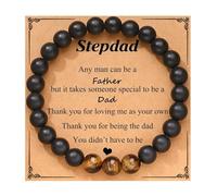 STCORPS7 Mens Natural Stone Bracelet - Anniversary Graduation Birthday Fathers day Easter Christmas Valentine's Day Gifts for Son, Dad, Step Dad, Brother, Nephew, Lover (To My Stepdad)