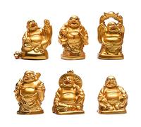STCREE Resin Fesng Shui Laughing Buddha Statues Lucky Happy Maitreya Statue 5.5cm(H) Desk Flower Pot Decoration Collectible Gift 6pcs TQGJST5